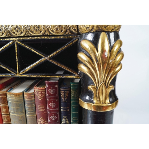 202 - REGENCY PERIOD EBONY & PARCEL-GILT BOOKCASE