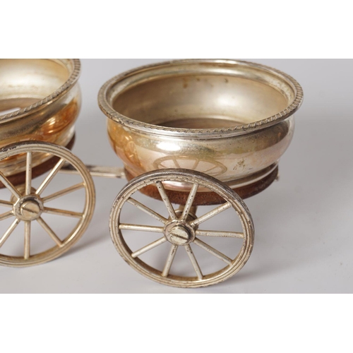 210 - EDWARDIAN SILVER-PLATED WINE CARRIAGE