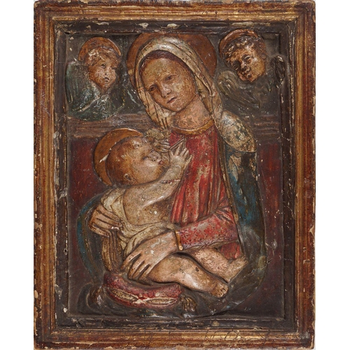 254 - 17/18TH-CENTURY SCULPTED GILDED POLYCHROME PANEL