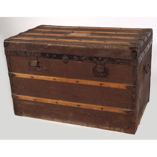 268 - 19TH-CENTURY METAL AND WOODEN BOUND TRUNK