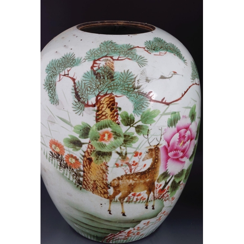 27 - PAIR CHINESE QING PERIOD POLYCHROME URNS
