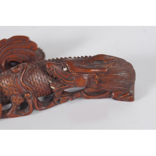 293 - PAIR OF CHINESE QING HARDWOOD CARVINGS