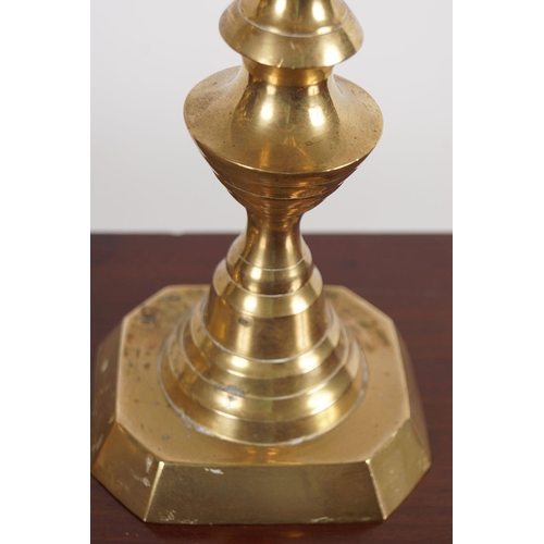 296 - PAIR OF GEORGIAN BRASS CANDLESTICKS