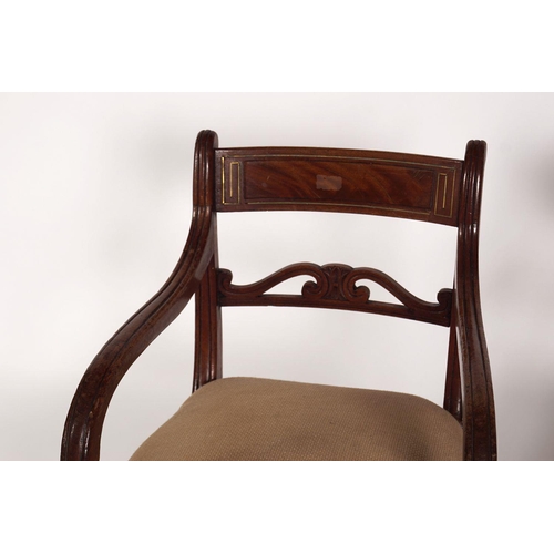 301 - PAIR REGENCY BRASS INLAID CHAIRS