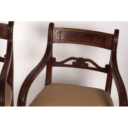 301 - PAIR REGENCY BRASS INLAID CHAIRS