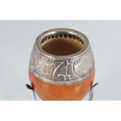 306 - 19TH-CENTURY SILVER MOUNTED GOURD