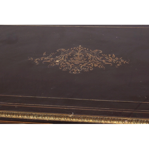 376 - 19TH-CENTURY BRASS MOUNTED EBONY LIBRARY TABLE