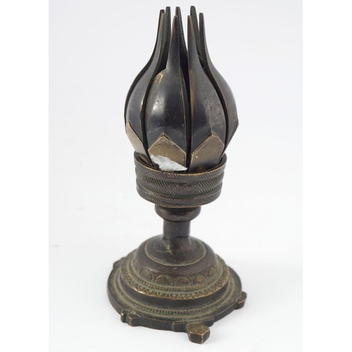 39 - EARLY BRONZE FOLDING CANDLE HOLDER