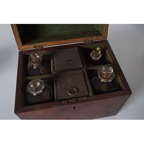 393 - GEORGE III MAHOGANY AND SATINWOOD DECANTER BOX