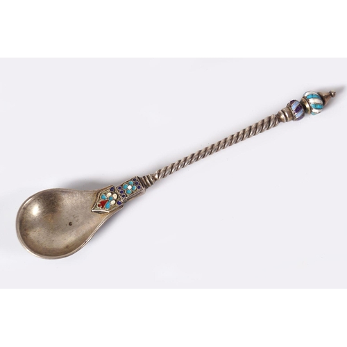 411 - RUSSIAN ENAMELLED SILVER SPOON