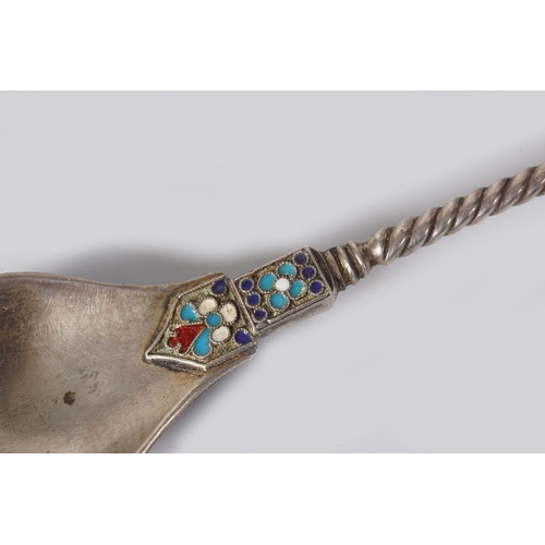 411 - RUSSIAN ENAMELLED SILVER SPOON