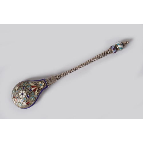 411 - RUSSIAN ENAMELLED SILVER SPOON