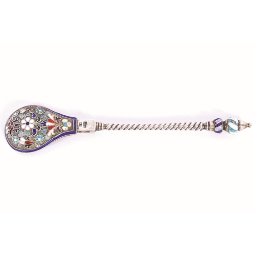 411 - RUSSIAN ENAMELLED SILVER SPOON