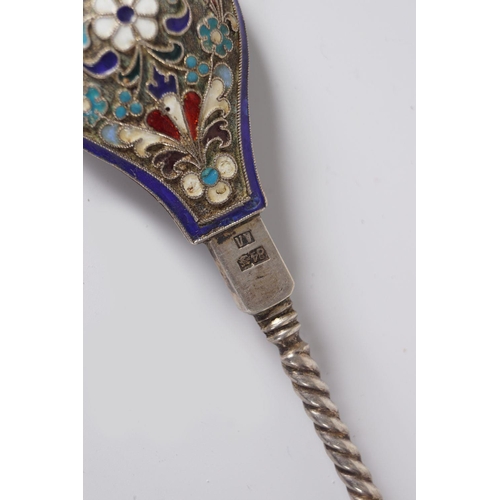 411 - RUSSIAN ENAMELLED SILVER SPOON