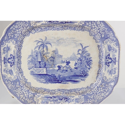 462 - 2 LARGE 19TH-CENTURY BLUE & WHITE PLATTERS