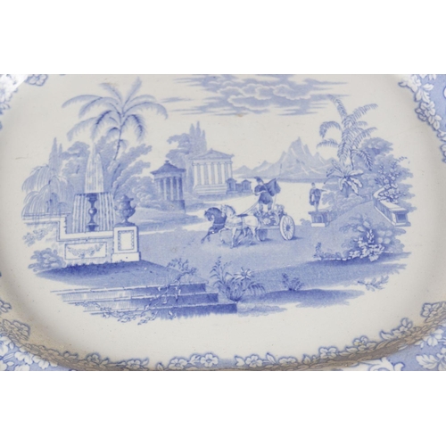 462 - 2 LARGE 19TH-CENTURY BLUE & WHITE PLATTERS