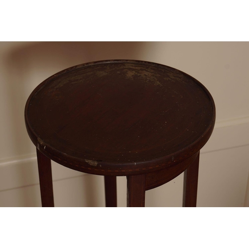 484 - EDWARDIAN MAHOGANY AND INLAID PLANT STAND