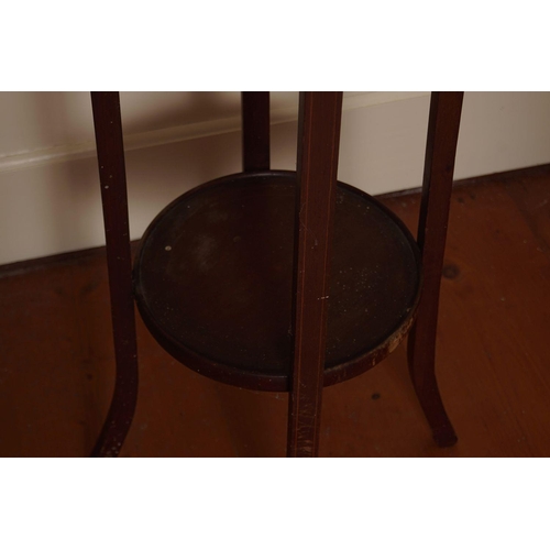 484 - EDWARDIAN MAHOGANY AND INLAID PLANT STAND