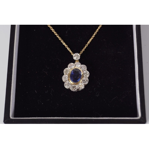 495 - DIAMOND & SAPPHIRE PENDANT