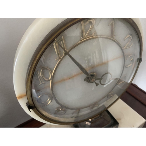 525 - ART DECO ALABASTER & BRONZED CLOCK