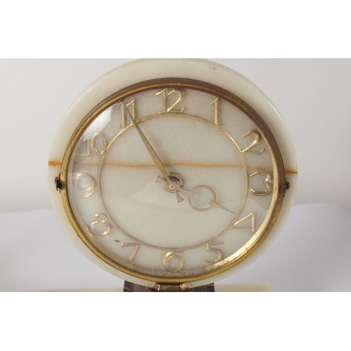 525 - ART DECO ALABASTER & BRONZED CLOCK