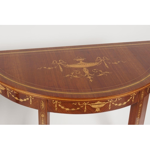 571 - PAIR 20TH-CENTURY WALNUT & MARQUETRY SIDE TABLES