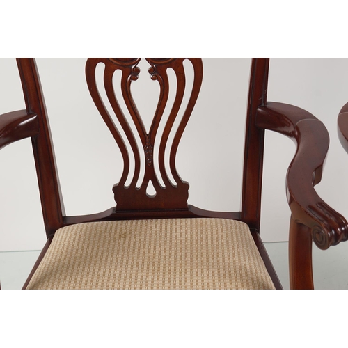 576 - PAIR OF EDWARDIAN CHIPPENDALE STYLE ARMCHAIRS