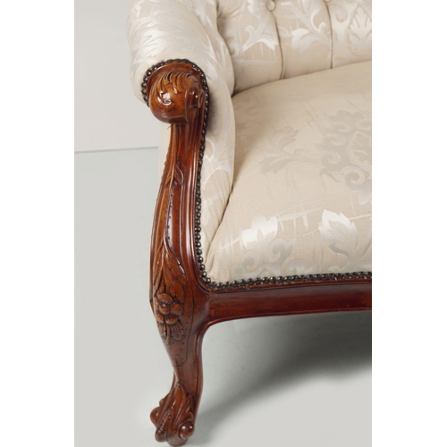 584 - ELEGANT CARVED MAHOGANY SETTEE