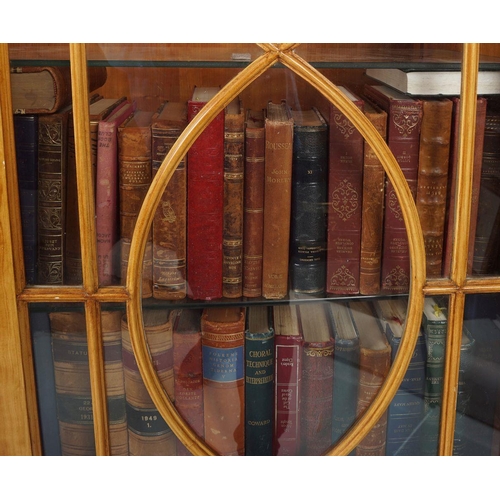 592 - LARGE NEO-CLASSICAL SATINWOOD BREAKFRONT BOOKCASE