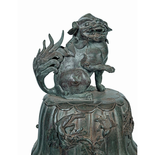 632 - MONUMENTAL JAPANESE BRONZE URN AND COVER