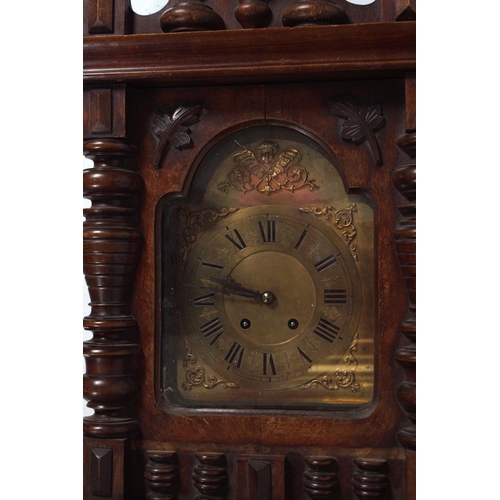 64 - 19TH-CENTURY WALNUT WALL CLOCK