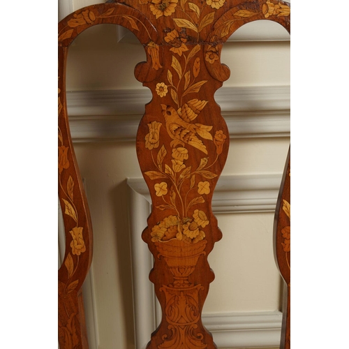 644 - PAIR OF DUTCH MARQUETRY ARMORIAL CHAIRS