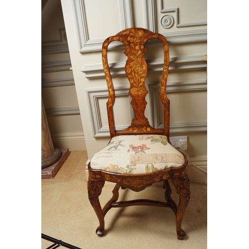 644 - PAIR OF DUTCH MARQUETRY ARMORIAL CHAIRS