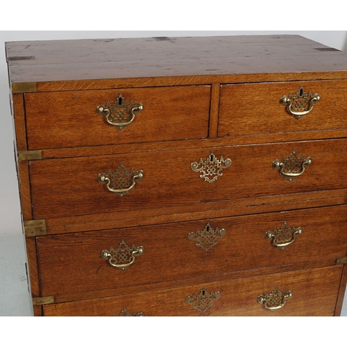 648 - 18TH-CENTURY BRASS BOUND CAMPAIGN CHEST