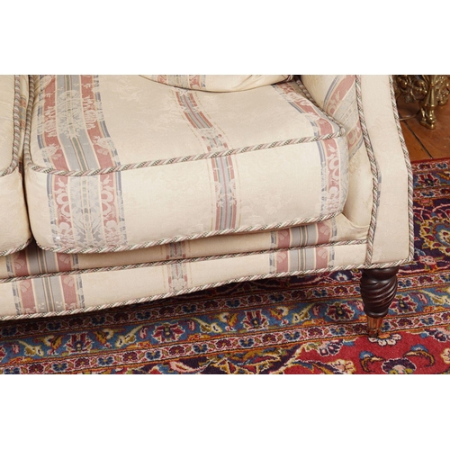 649 - PAIR OF MODERN UPHOLSTERED HUMPBACK SETTEES