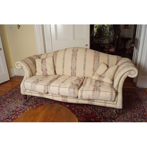 649 - PAIR OF MODERN UPHOLSTERED HUMPBACK SETTEES