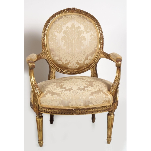 97 - PAIR OF 19TH-CENTURY LOUIS XVI GILT ARMCHAIRS