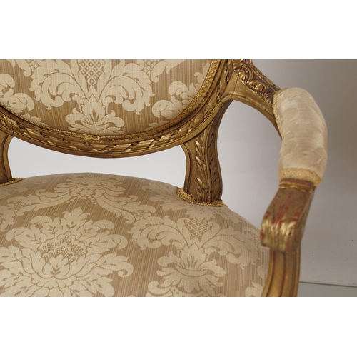 97 - PAIR OF 19TH-CENTURY LOUIS XVI GILT ARMCHAIRS