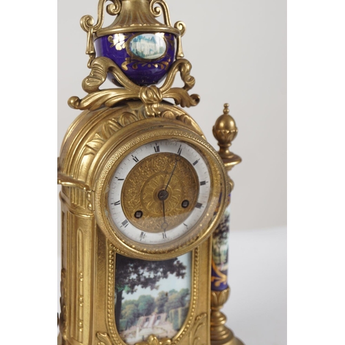 107 - 20TH-CENTURY PORCELAIN & GILT CLOCK GARNITURE