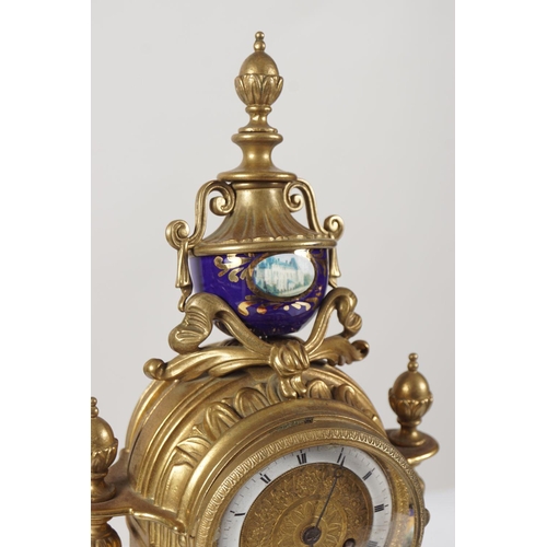 107 - 20TH-CENTURY PORCELAIN & GILT CLOCK GARNITURE