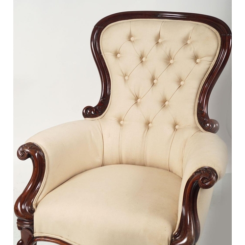 116 - VICTORIAN HIDE UPHOLSTERED GENT'S ARMCHAIR