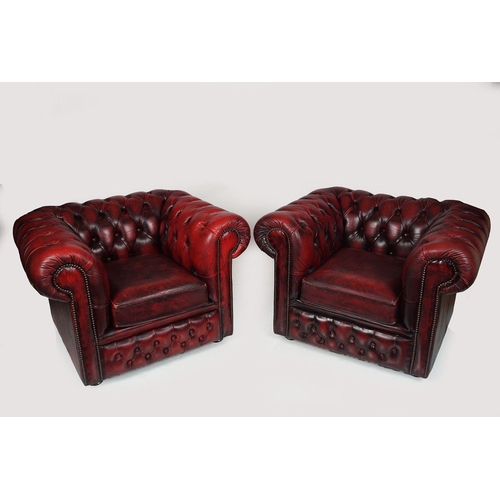 1275 - PAIR OF DEEP BUTTONED LIBRARY CHAIRS