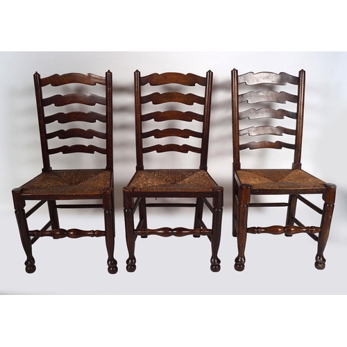 1283 - SET SIX 19TH-CENTURY PROVINCIAL LADDERBACK CHAIRS