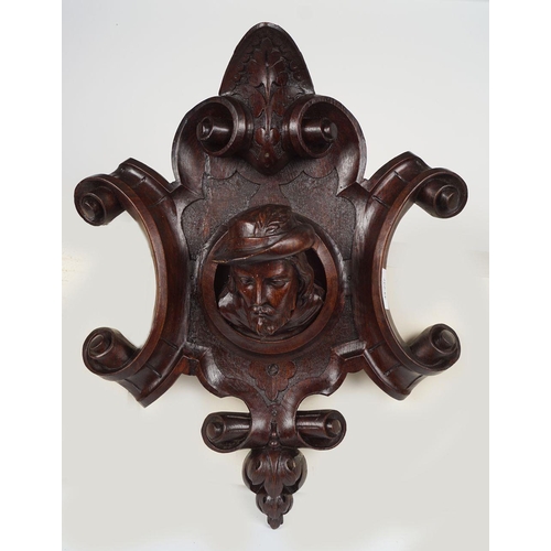 1367 - 19TH-CENTURY CARVED OAK ARMORIAL PLAQUE