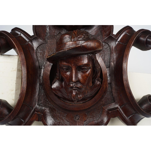 1367 - 19TH-CENTURY CARVED OAK ARMORIAL PLAQUE