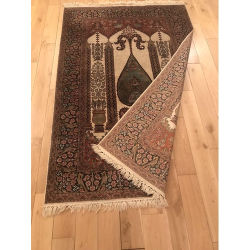 1368 - HAND WOVEN SILK PRAYER RUG