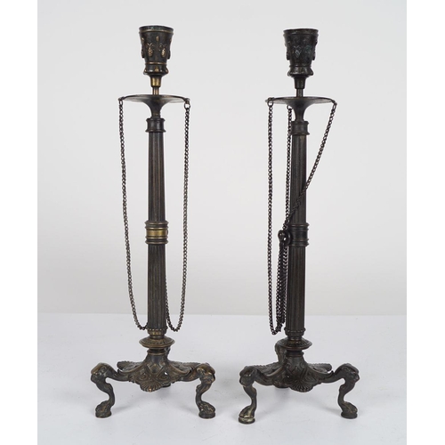 1373 - PAIR 19TH-CENTURY FRENCH BRONZE CANDLESTICKS