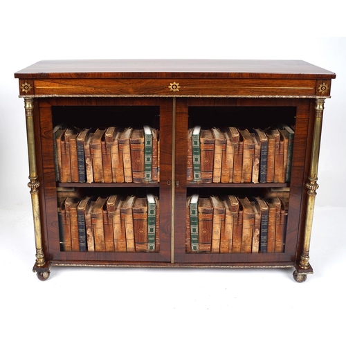 1377 - REGENCY BRASS INLAID ROSEWOOD BOOKCASE