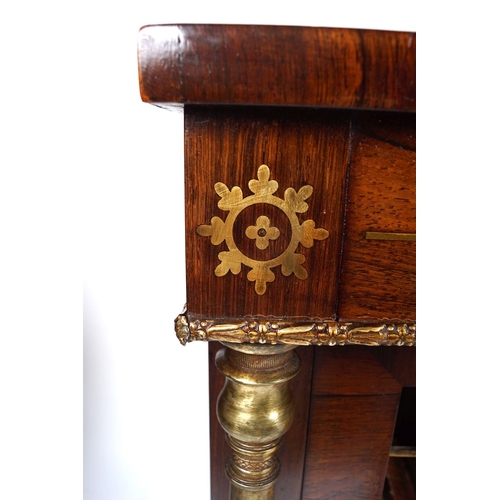 1377 - REGENCY BRASS INLAID ROSEWOOD BOOKCASE