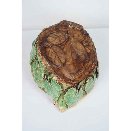 145 - MAJOLICA LEAF SHAPED WALL POCKET